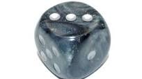 Borealis Light Smoke/silver Luminary 30mm d6 dice w/pips chxcb3078